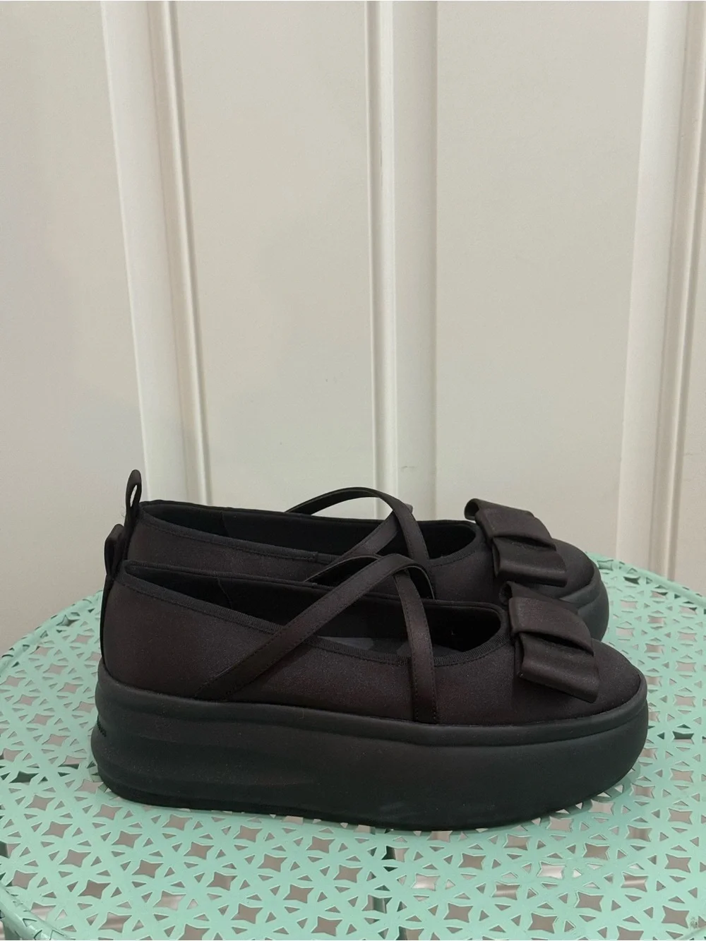 Charles & Keith Black Brantley Bow Platform Mary Janes - 38 (7.5)